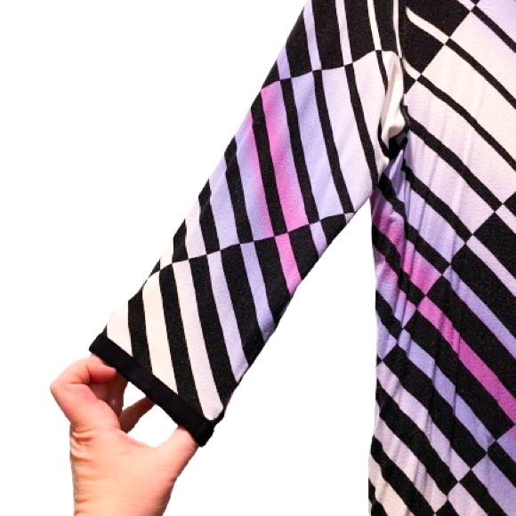 Dana Buchman Mod Stripe Blouse 3/4 Sleeve Pink Purple White Stripes - Picture 5 of 9